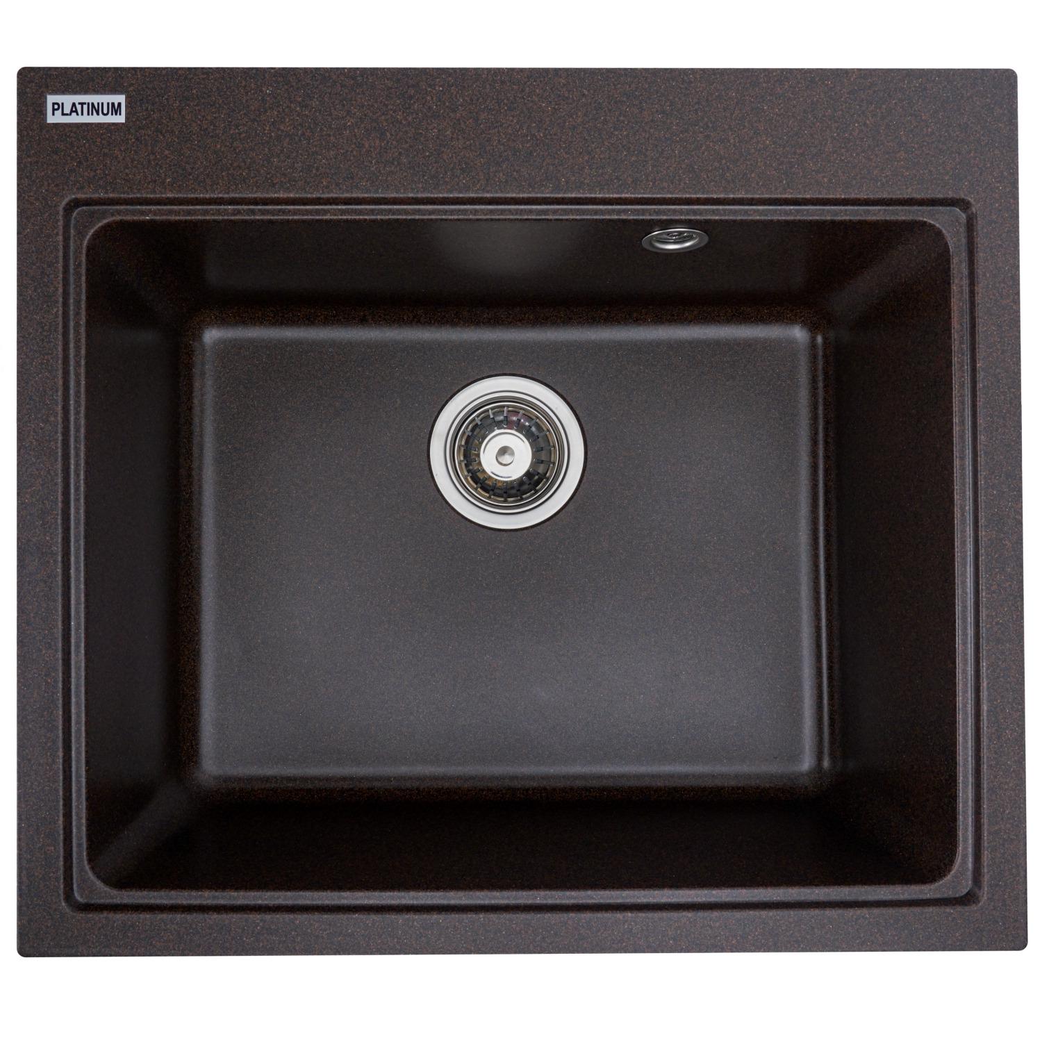 Мойка кухонная Platinum PLS-A25131 прямоугольная гранитная 580x520 мм Коричневый (151029)