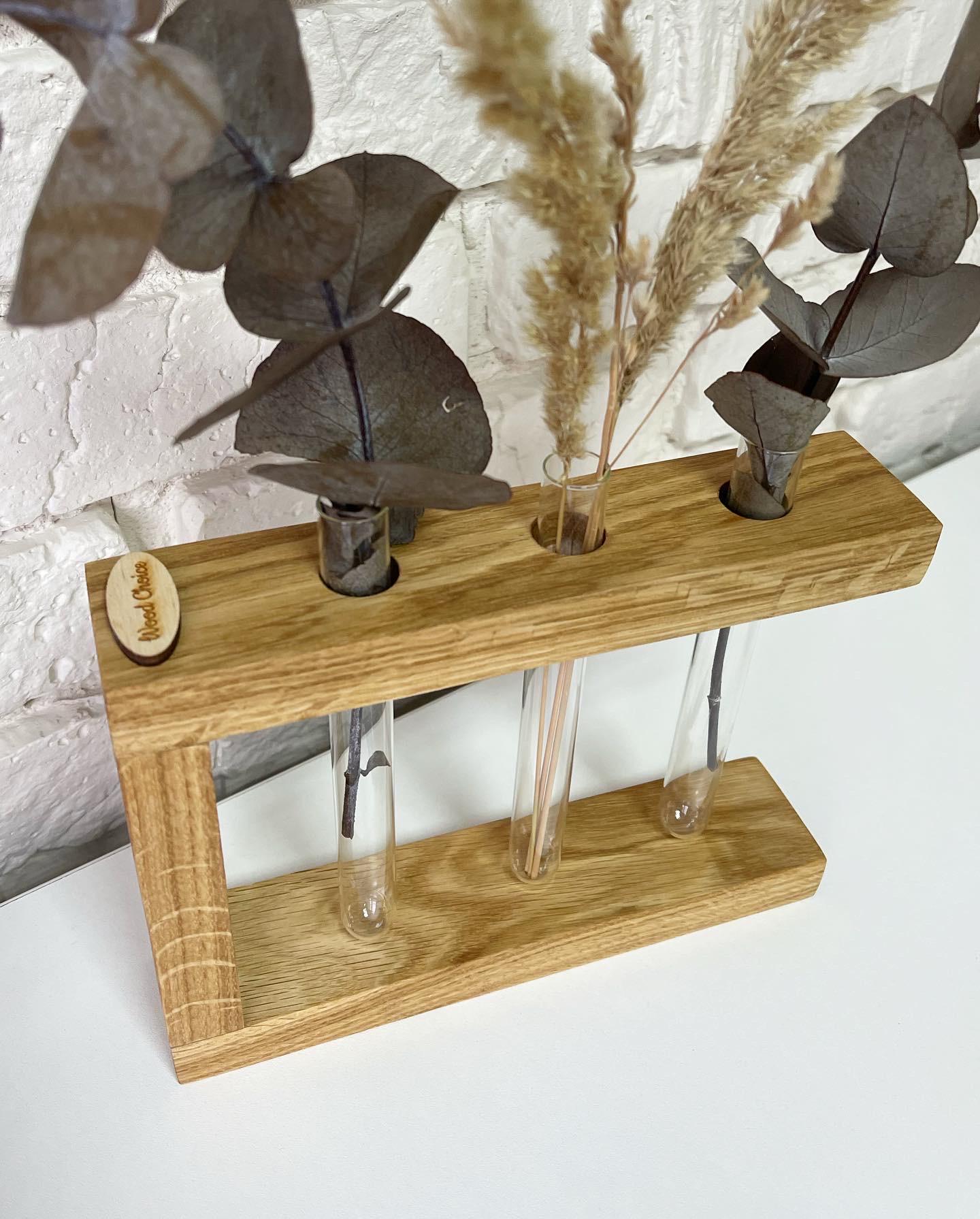 Ваза-подставка дубовая с колбами для цветов 20х15 (152)