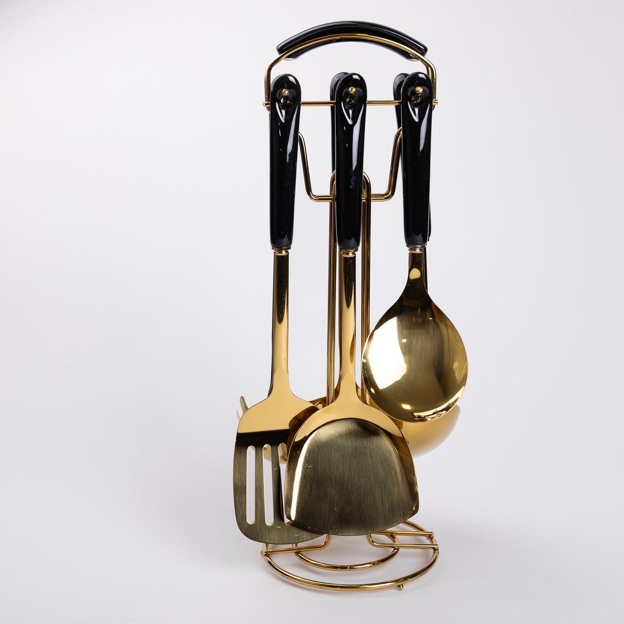 Набір кухонного приладдя на підставці 6 шт. Чорний (HP-20-66) - фото 6