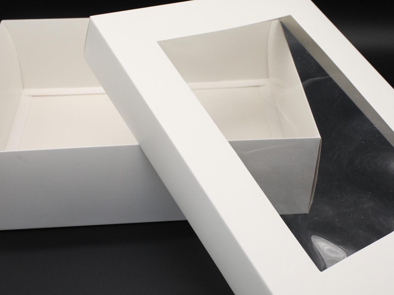 Коробка подарочная сборная с окошком на крышке 30х23х9 см Белый (OA-8) - фото 3 Коробка подарочная сборная с окошком на крышке 30х23х9 см Белый (OA-8) - фото 3