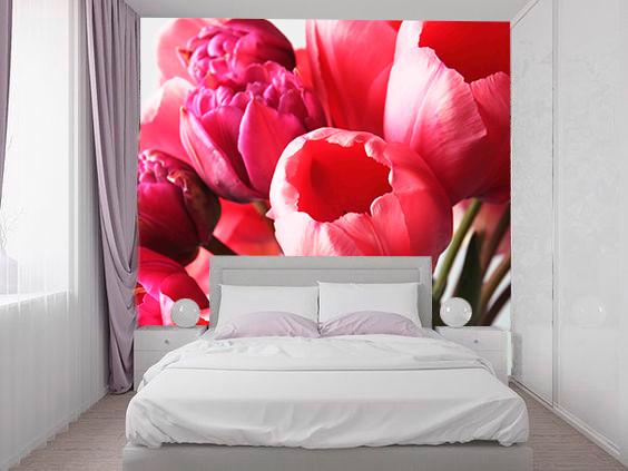 Фотообои 3D флизелиновые цветочные для спальни/зала/кухни Букет тюльпанов Фотообои 3D флизелиновые цветочные для спальни/зала/кухни Букет тюльпанов