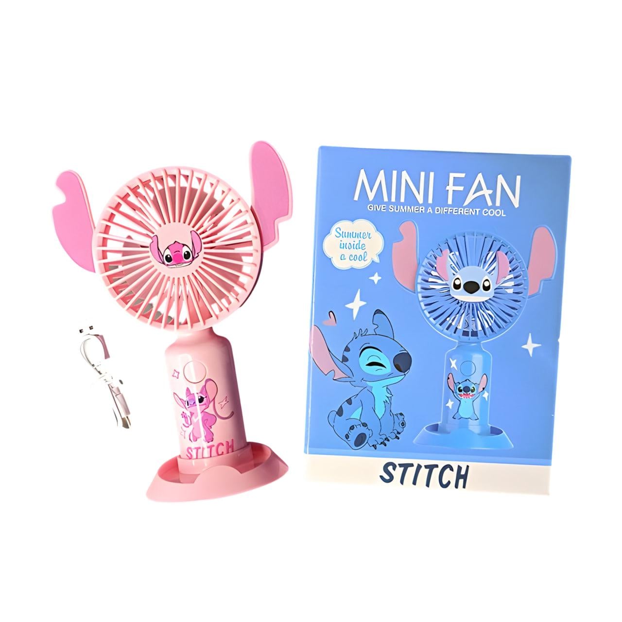 Вентилятор-USB детский портативный Стич Розовый (SD-10)