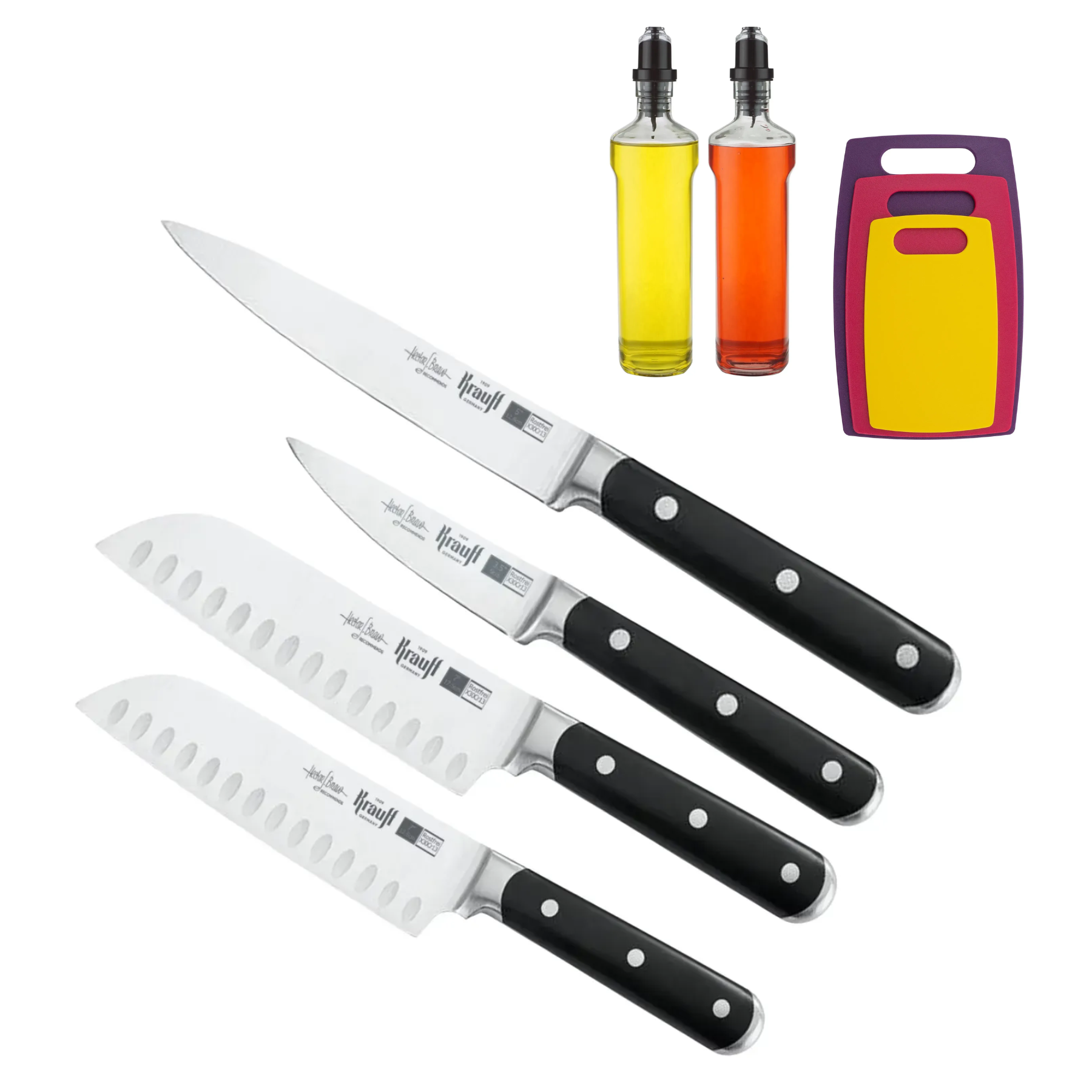 Набір ножів Krauff Prime Chef з точилкою для ножів та кухонними аксесуарами (55-333-633)