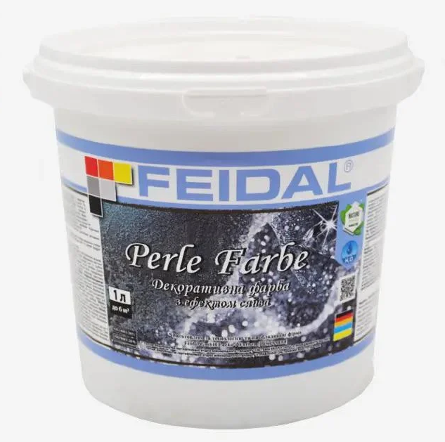Фарба декоративна Feidal Perle Farbe з ефектом сяйва 1 л Білий напівпрозорий