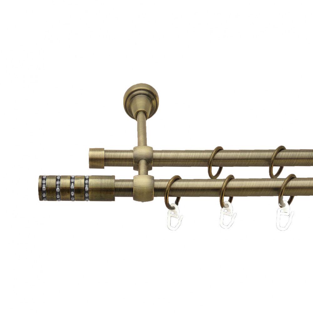 Карниз Orvit Барамелла металевий дворядний литий гладка труба кільце металеве 16/16 мм 160 см Антик (3527216)