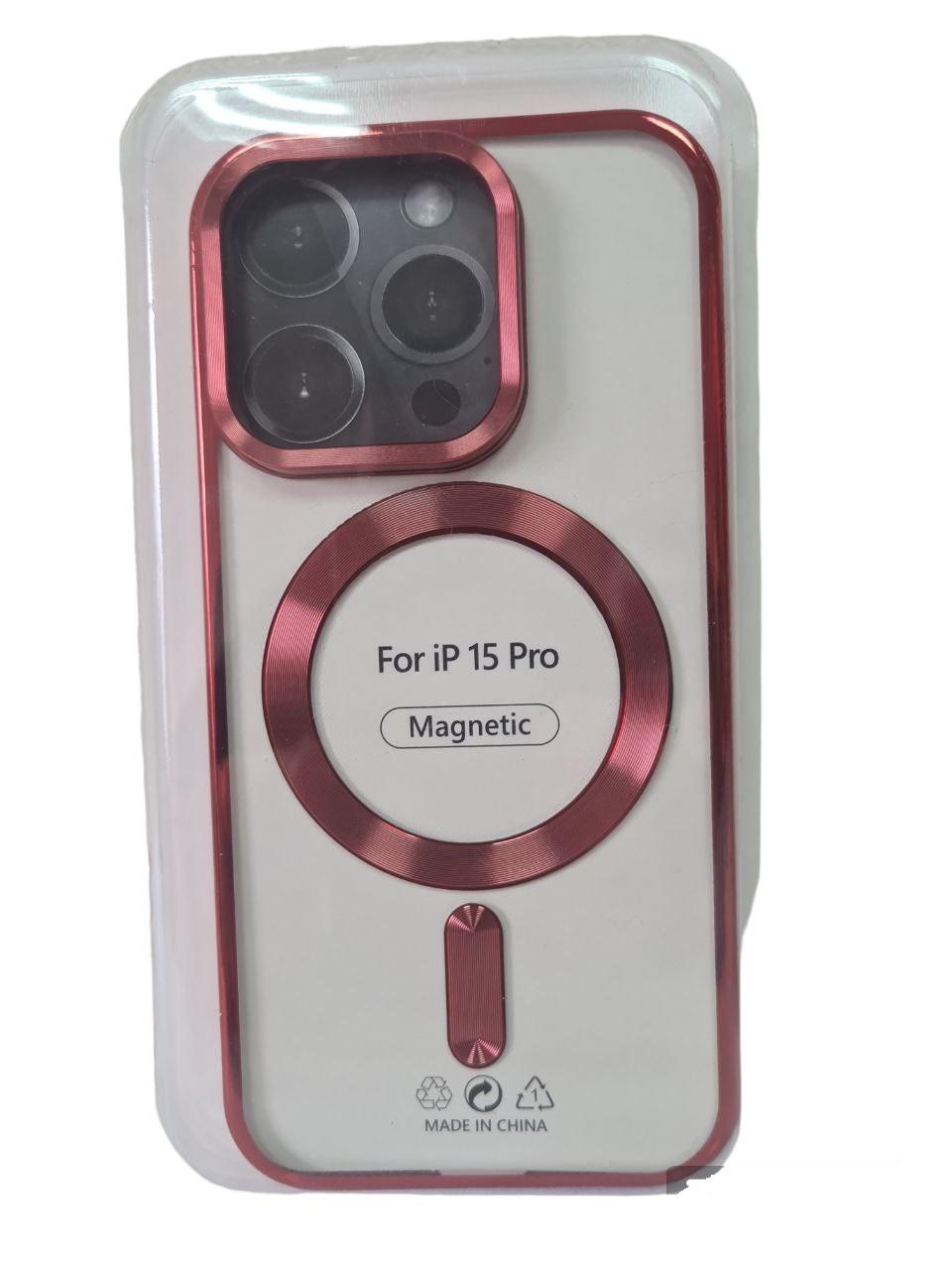 Хромированный Чехол Magnetic с Технологией MagSafe для Apple iPhone 15 Pro (6.1") Red