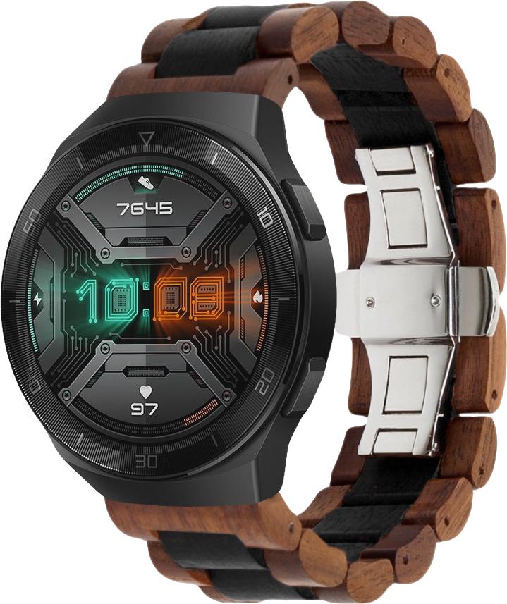 Ремінець дерев'яний WoodLock для Huawei Watch GT2e 46 мм Black/Brown (28675-26)