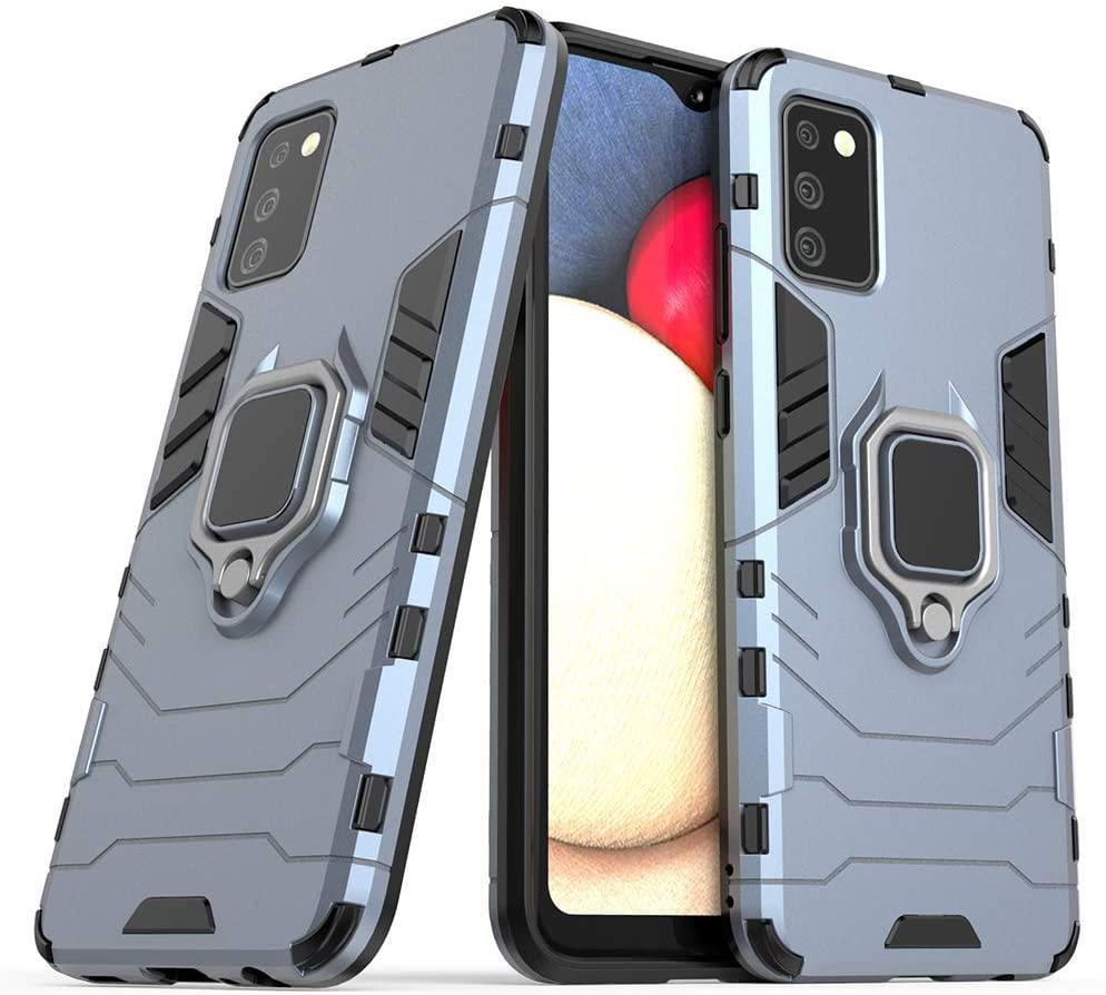 Противоударный чехол Samsung Galaxy A02s A025 (подставка кольцо) Graphite (21808-40)