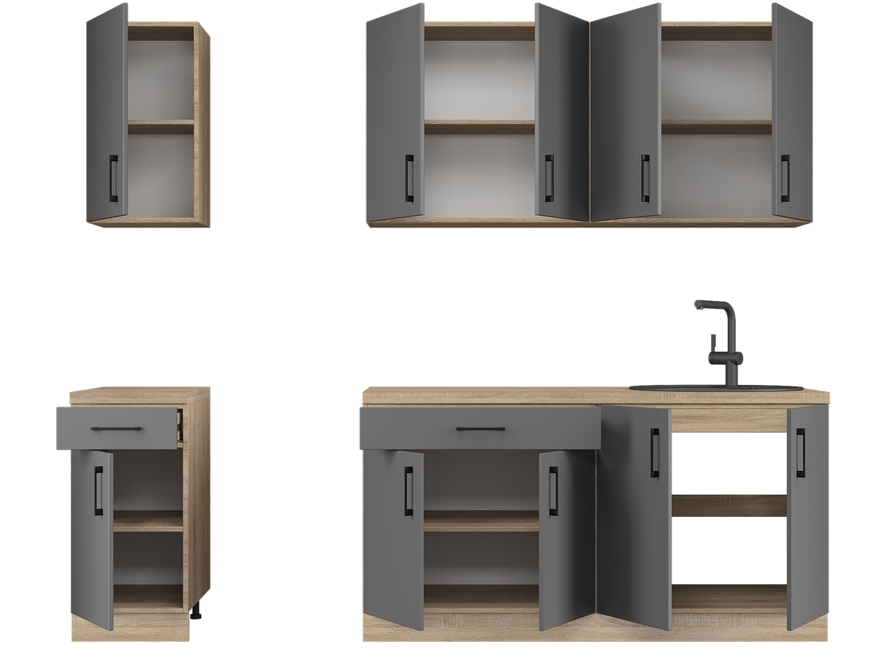 Мебель для кухни Эверест К-3 Оптима 2,5 м Графитовый (26015)