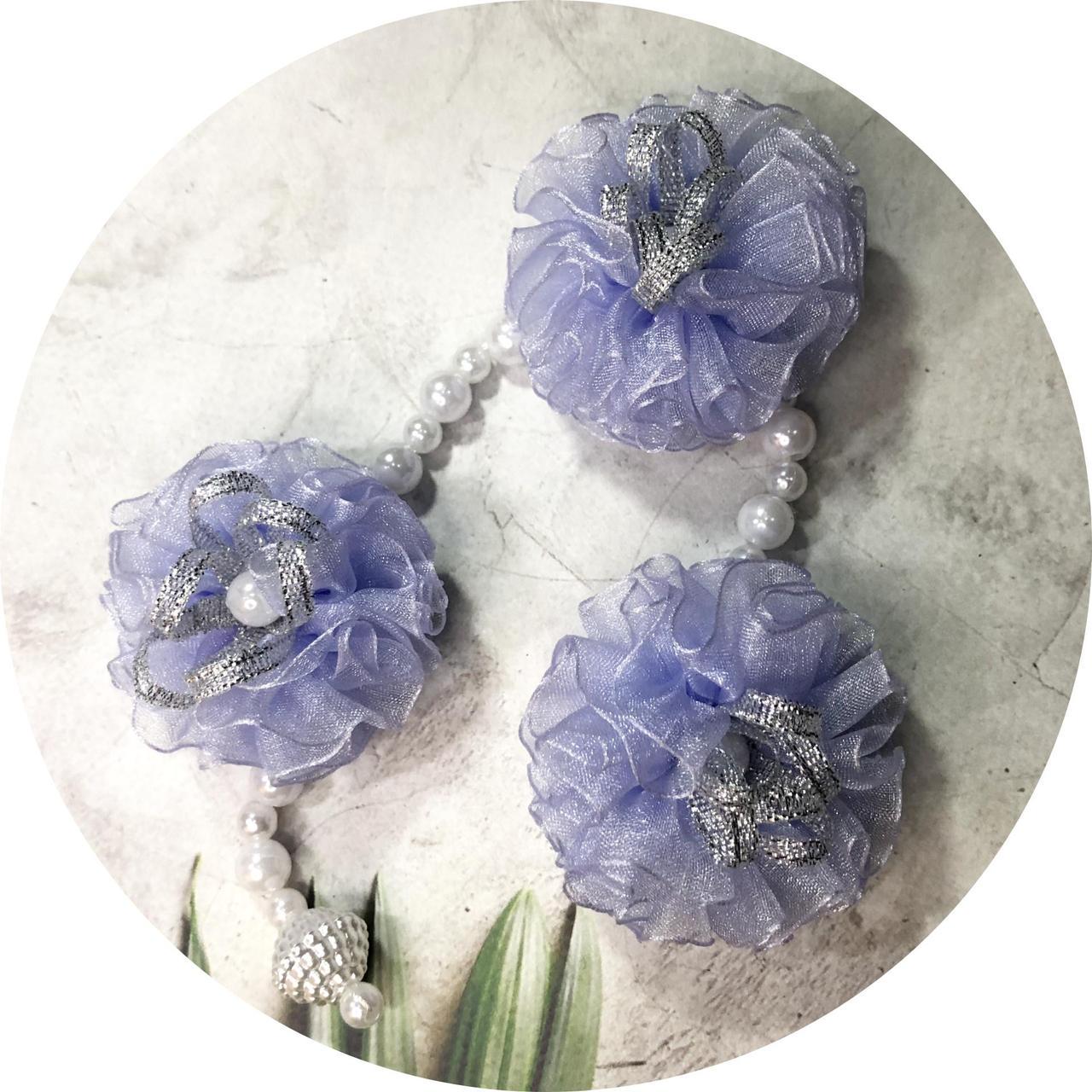 Стрічка в косу з квітками на заколках Бузковий (10868)