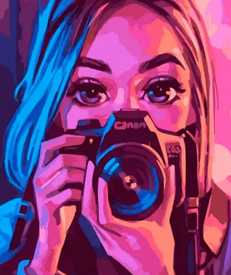 Картина по номерам Strateg Девушка с фотоаппаратом 40x50 см (DY300)