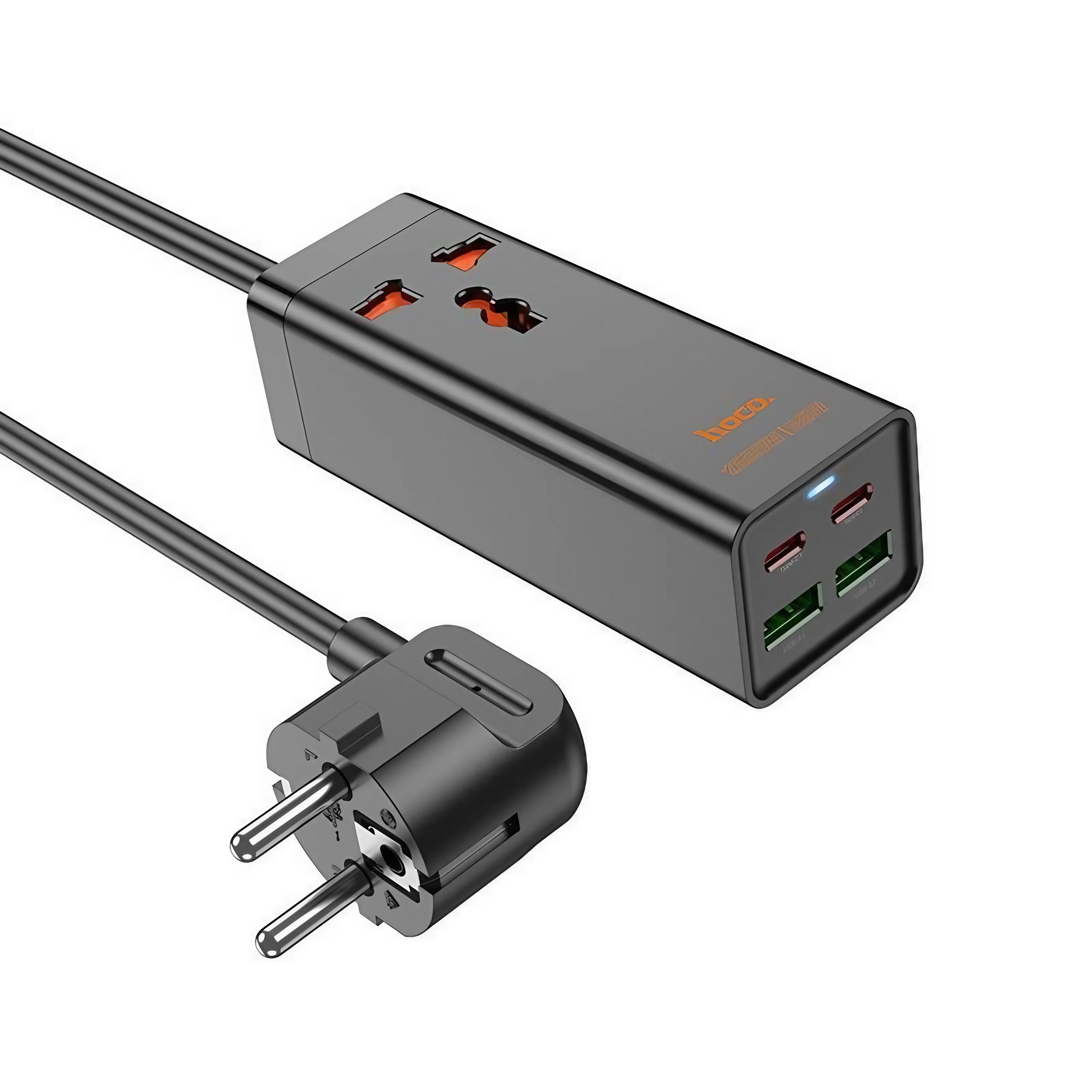 Сетевой удлинитель Hoco AC10A USB Type-C 65W 1,5 м Черный (кт-785030)