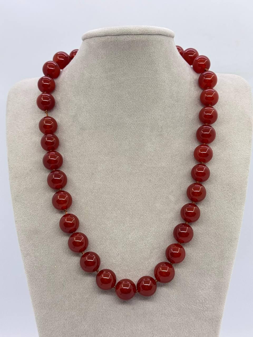 Бусы сердолик 12 мм 42 см Красный (12151)