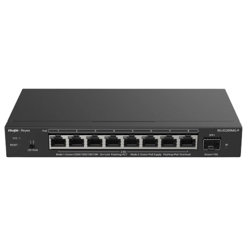 Коммутатор Ruijie Reyee RG-ES209MG-P управляемый 9-портовый Gigabit PoE 75,5 Вт для настольной установки (RG-ES209MG-P) Коммутатор Ruijie Reyee RG-ES209MG-P управляемый 9-портовый Gigabit PoE 75,5 Вт для настольной установки (RG-ES209MG-P)