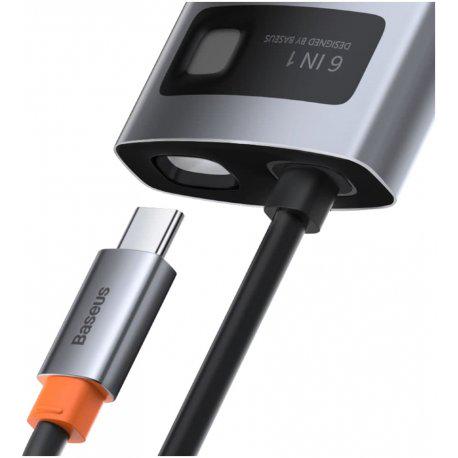 Хаб BASEUS Metal Gleam Multifunctional 6in1 Type-C Gray (CAХаб-CW0G) - фото 6 Хаб BASEUS Metal Gleam Multifunctional 6in1 Type-C Gray (CAХаб-CW0G) - фото 6