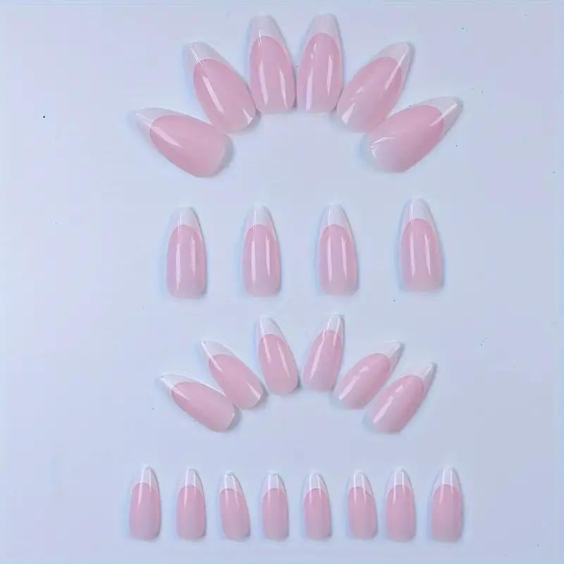 Накладні нігті френч мигдаль із клейовими пластинами 24 шт. Білий з рожевим - фото 7 Накладні нігті френч мигдаль із клейовими пластинами 24 шт. Білий з рожевим - фото 7