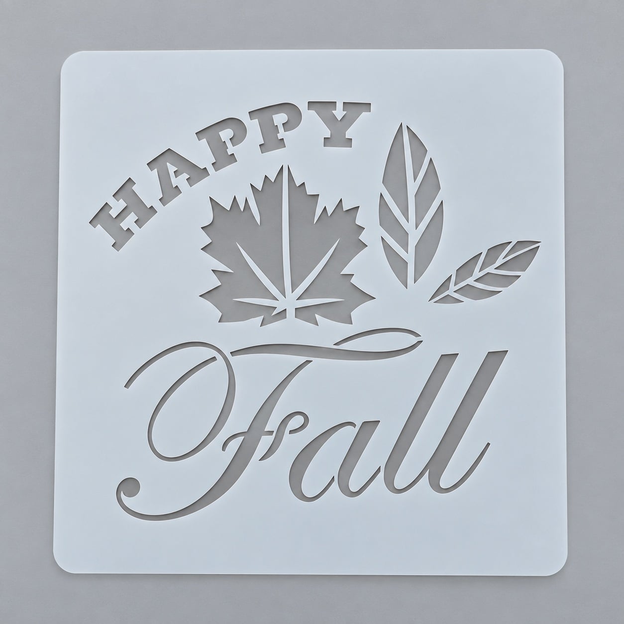 Трафарет для торта Happy Fall с осенней композицией из листьев и десертов 15x15 см Серый (418505)