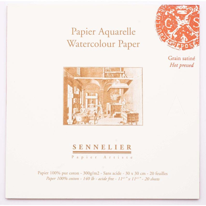 Склейка для акварели Sennelier 300 г горячая прессовка 20 листов 30x30 см
