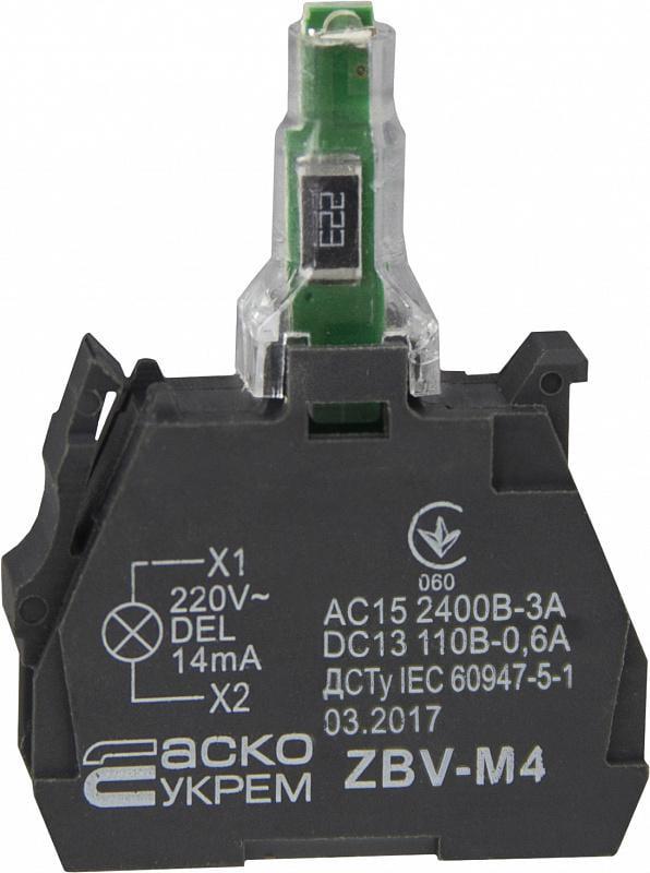 Блок АСКО-УКРЕМ ZBV-M4 для подсветки 230В для кнопок TB5 Красный (00000033273)