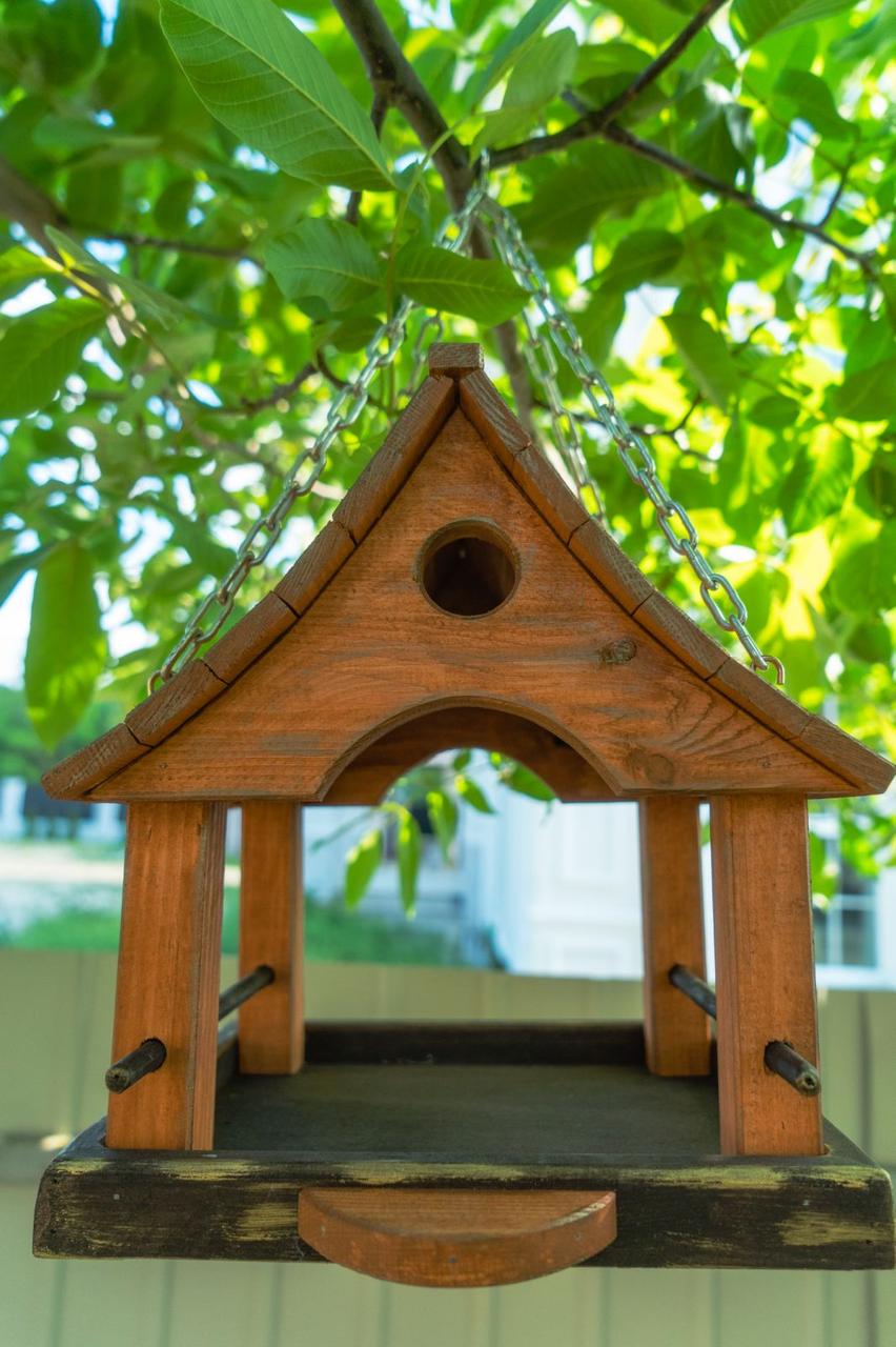 Кормушка для птиц и белок подвесная Сакура из натурального дерева 28×27×32 см Коричневый - фото 2 Кормушка для птиц и белок подвесная Сакура из натурального дерева 28×27×32 см Коричневый - фото 2