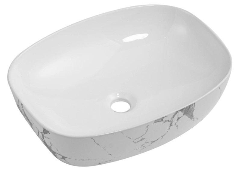 Раковина накладная прямоугольная Qtap Robin с донным клапаном Marble (QT04116302MR)