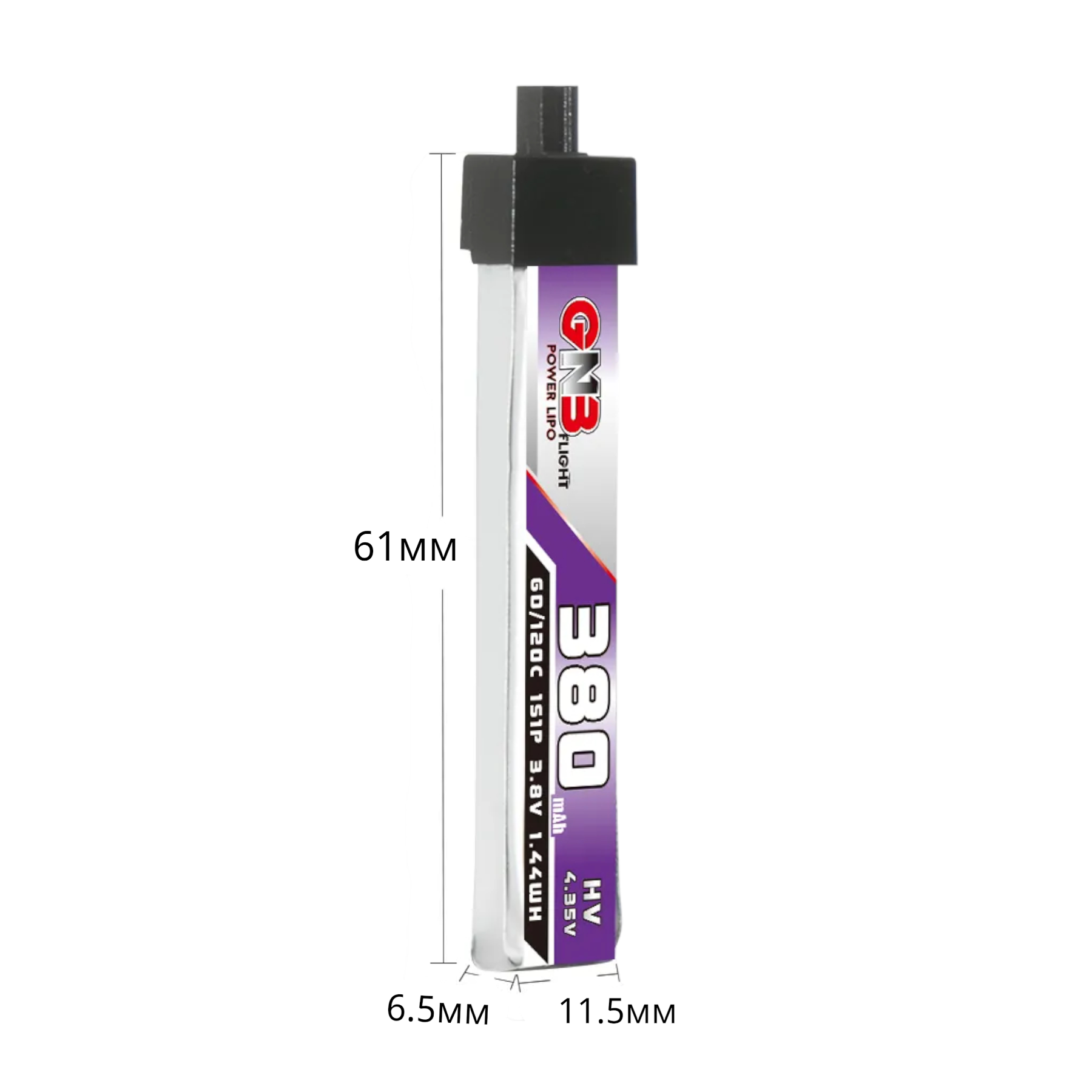 Аккумулятор Gnb для 1s дронов 380 mAh 3,8V 1S 60C LiPo HV BT2.0 (115317) - фото 6 Аккумулятор Gnb для 1s дронов 380 mAh 3,8V 1S 60C LiPo HV BT2.0 (115317) - фото 6
