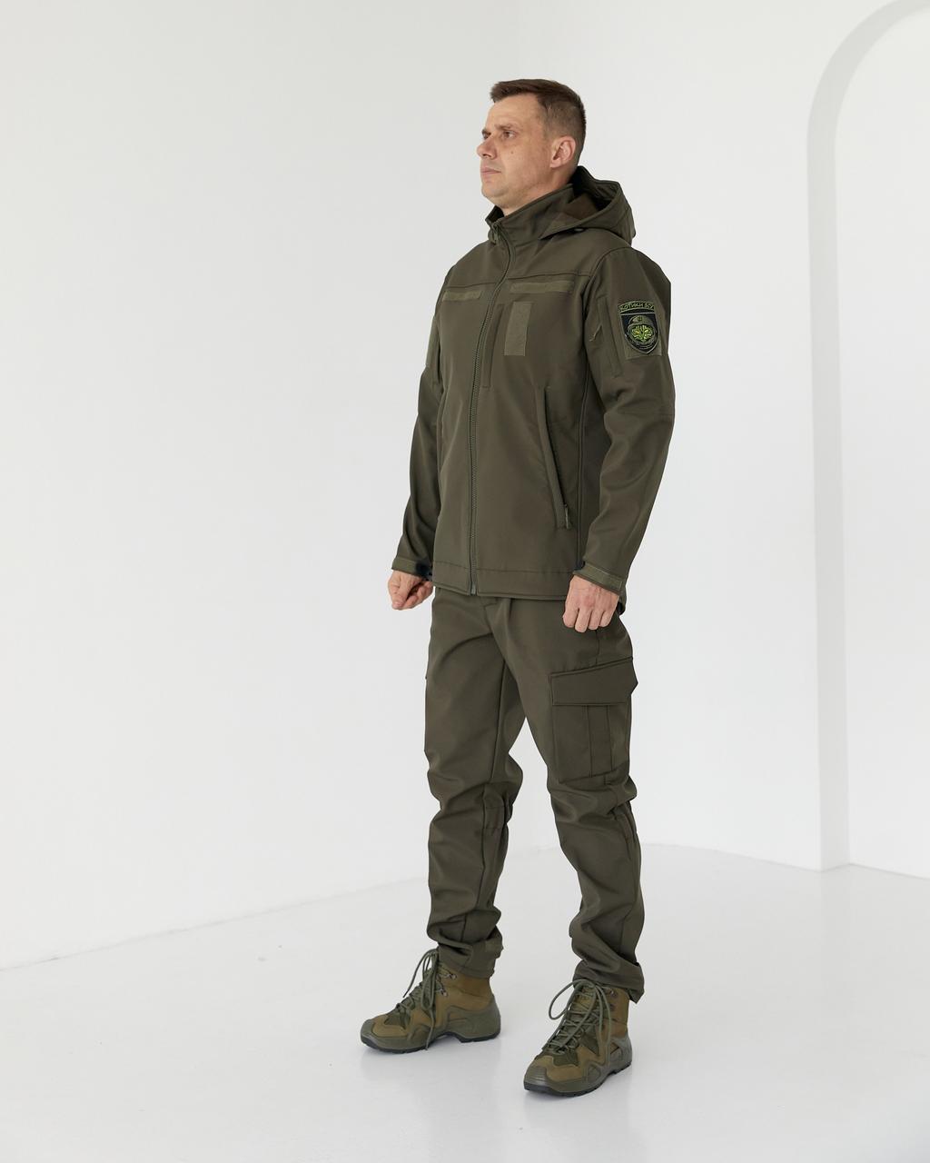 Куртка чоловіча Softshell на флісі з капюшоном р. 46 Олива - фото 3