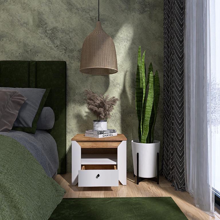 Тумба приліжкова Еверест Нордік-500 50х37,8х42 см Дуб крафт золотий/Білий (ЕВ20670) - фото 3 Тумба приліжкова Еверест Нордік-500 50х37,8х42 см Дуб крафт золотий/Білий (ЕВ20670) - фото 3