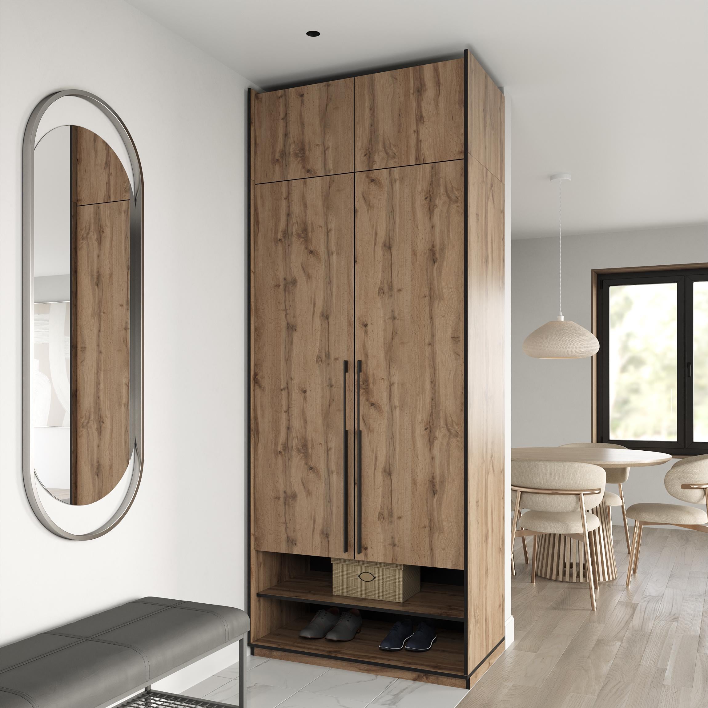 Шафа Moreli Ramo R-0003 з полицями та антресоллю 1001x2500x570 мм Дуб аппалачі (mo-R0003-apalach-an)