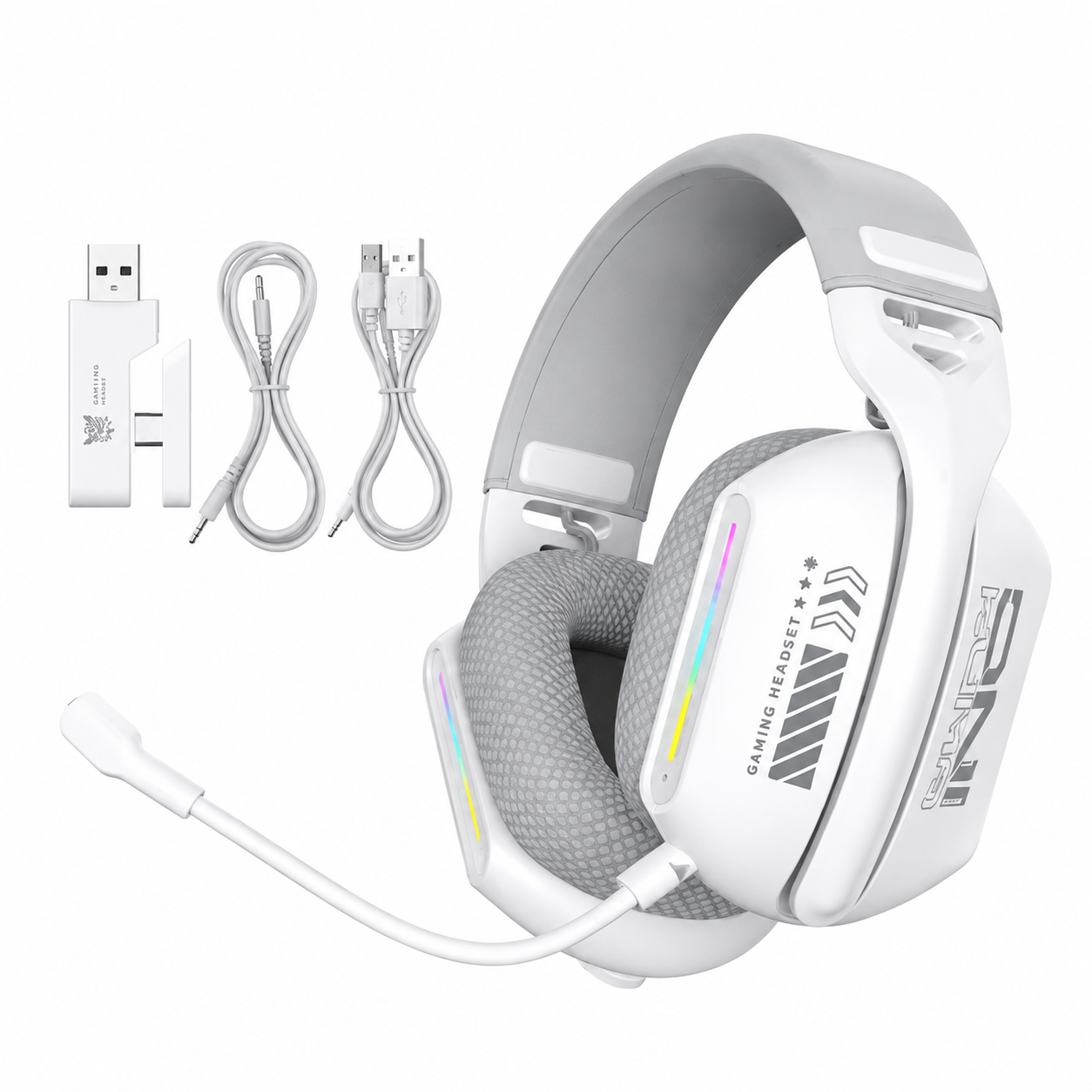 Наушники беспроводные игровые Onikuma GT808 Tri-Mode с микрофоном Bluetooth 5.3 2.4 GHz 3.5 мм Черный/Белый (3129503174)