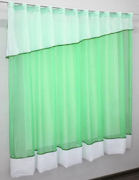 Кухонная гардина шифон/лен 270х170 см Мятный/Белый (047к) - фото 5