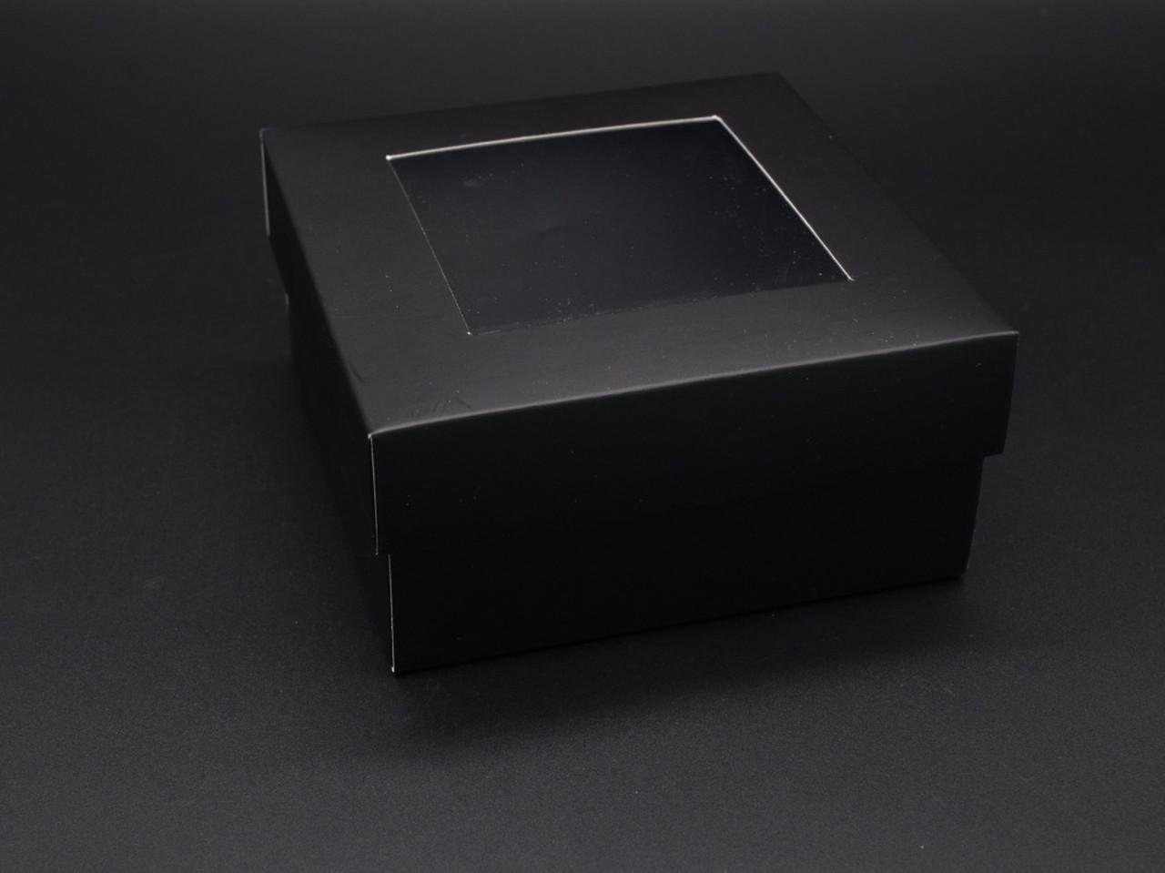 Коробка подарочная сборная с окошком на крышке 13х13х6 см Черный (OA-3) - фото 2 Коробка подарочная сборная с окошком на крышке 13х13х6 см Черный (OA-3) - фото 2