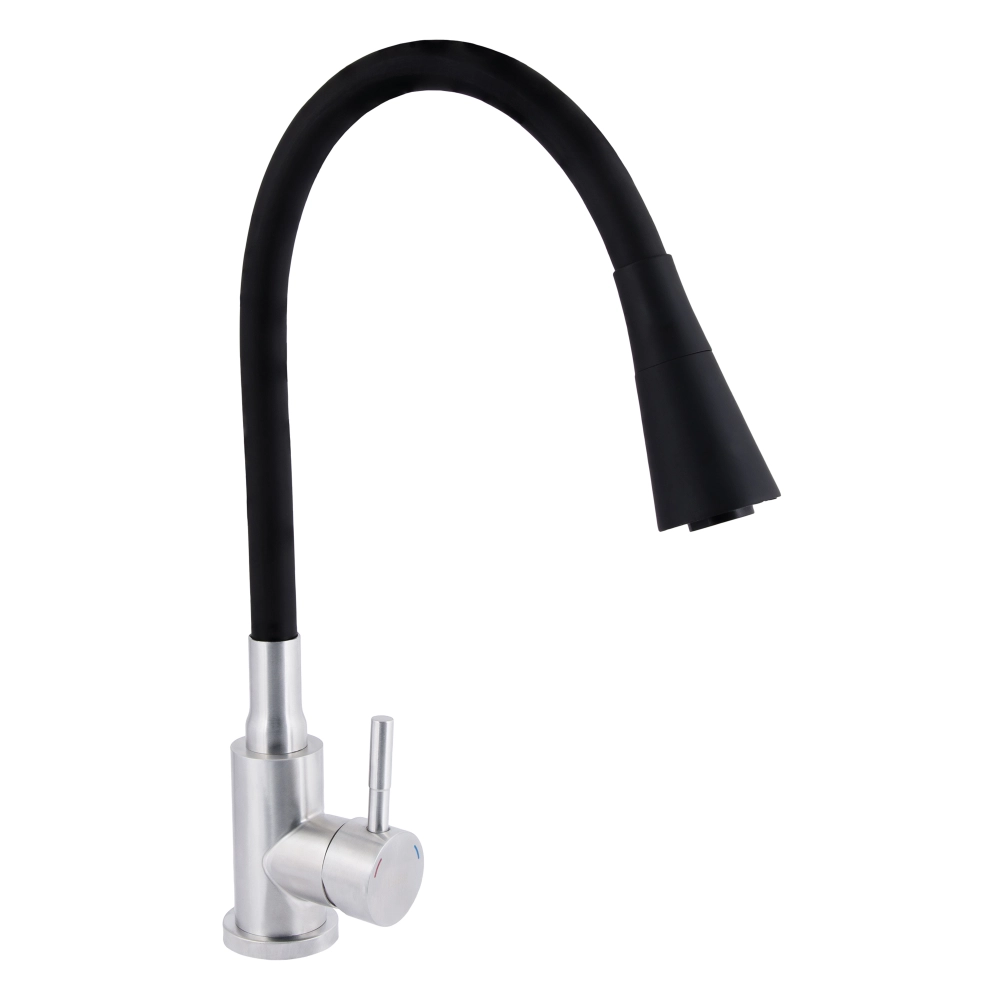 Смеситель для кухни Lidz Aria 015F31 k35 с гибким изливом Никель/Черный (SD00037973)