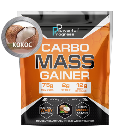 Гейнер высокоуглеводный для набора веса Powerful Progress Mass Gainer Кокос 4 кг (7783)