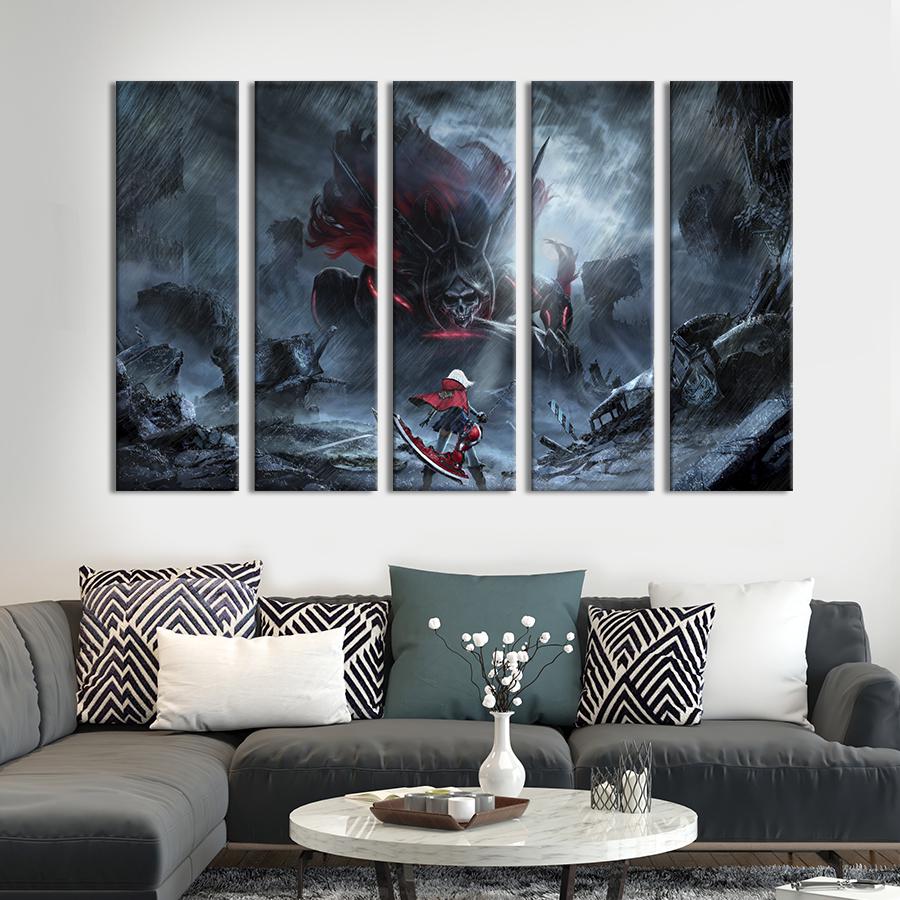 Картина на холсте Мрачное сражение в аниме 155x95 см (1020-51)