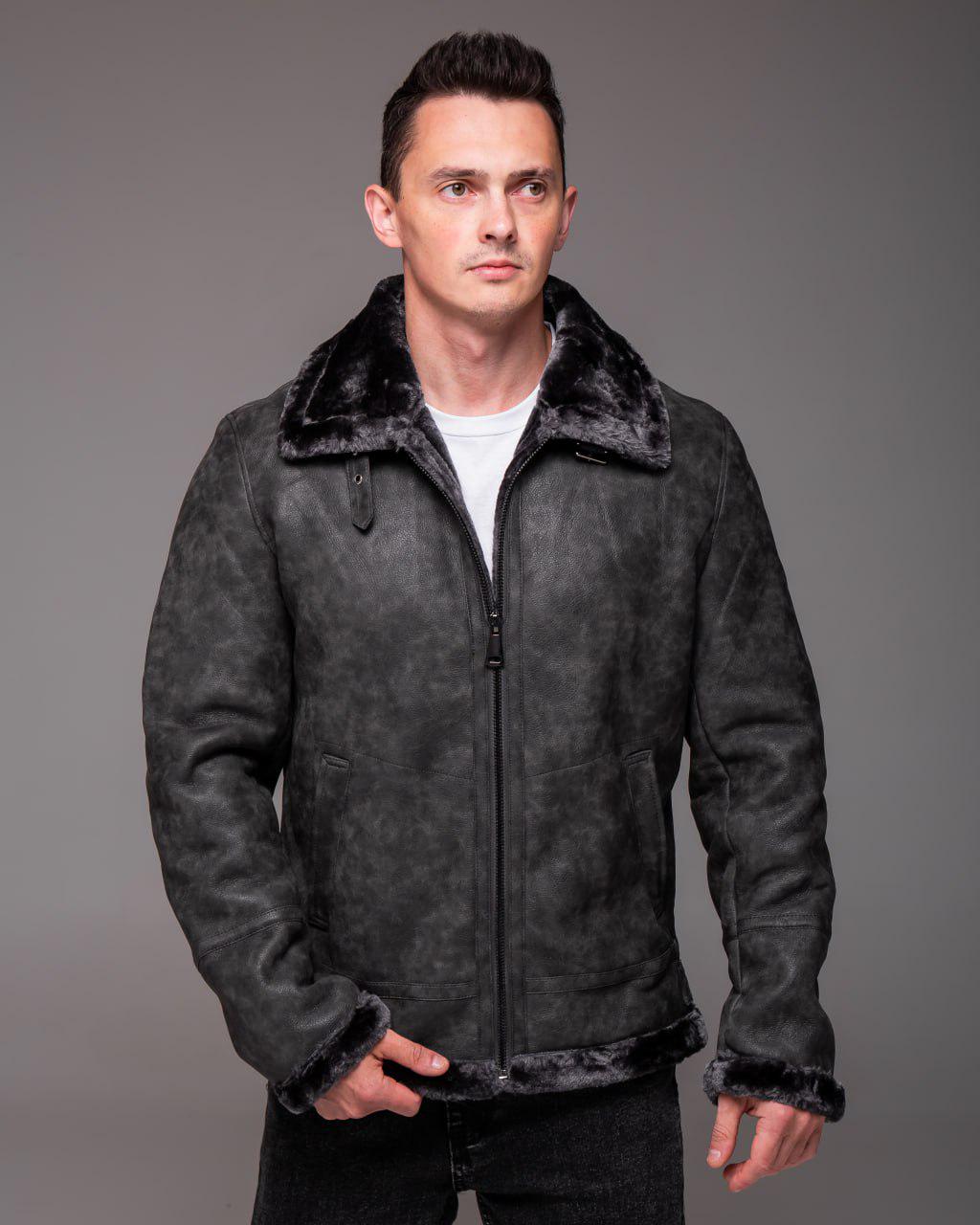 Дублянка чоловіча зимова на хутрі S Сірий (2426) - фото 6 Дублянка чоловіча зимова на хутрі S Сірий (2426) - фото 6