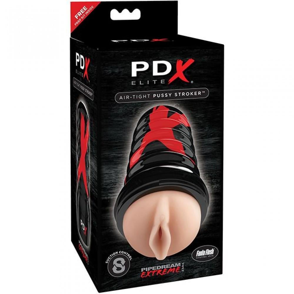 Мастурбатор-вагина в колбе Pipedream PDX Elite Air Tight Pussy Stroker Черно-телесный (PD21643)