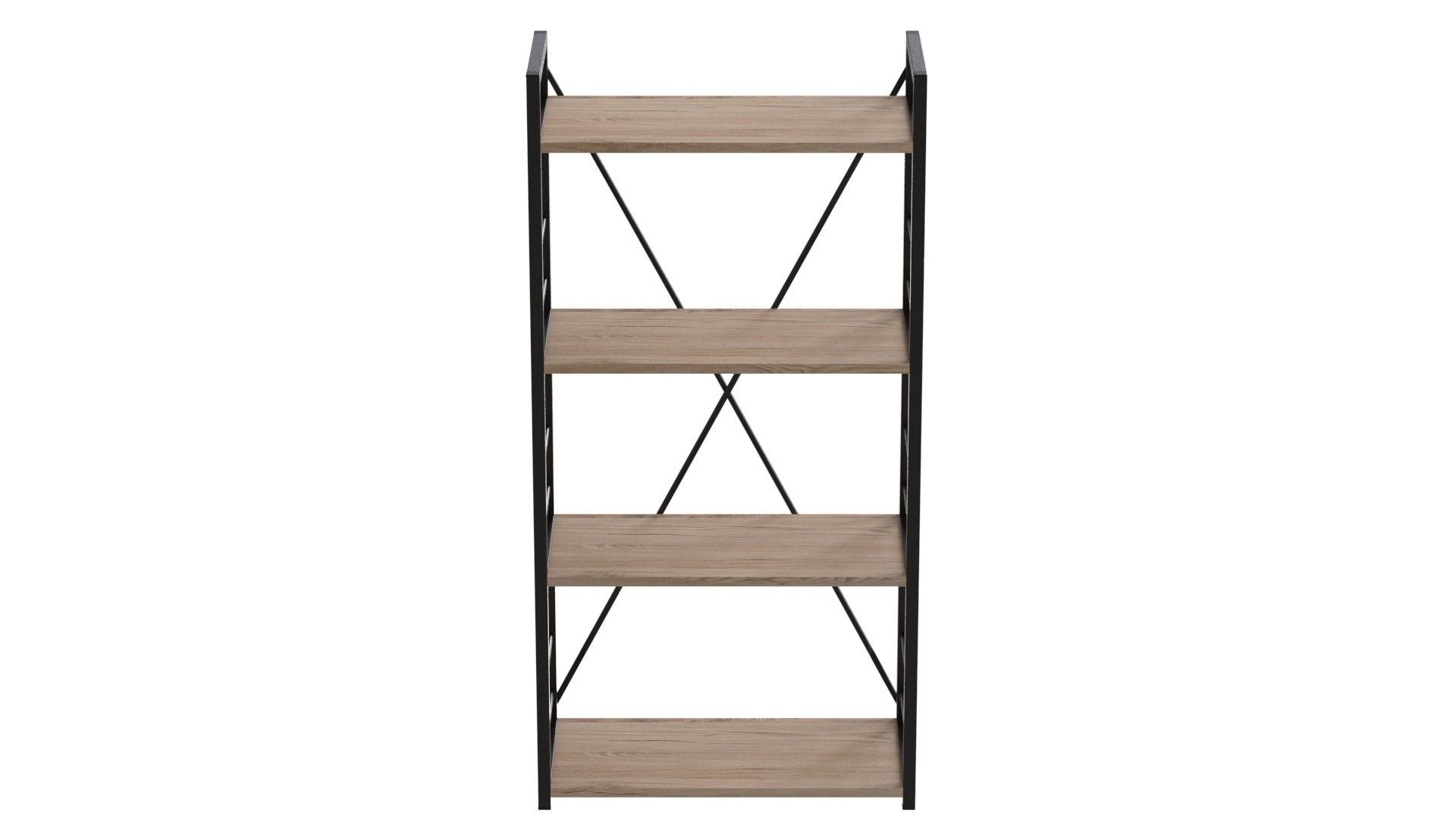 Этажерка Ferrum-decor Коннект 4/60 ДСП 16 мм 120x60x28 см Черный/Дуб Сан-Марино (FRD-104237)