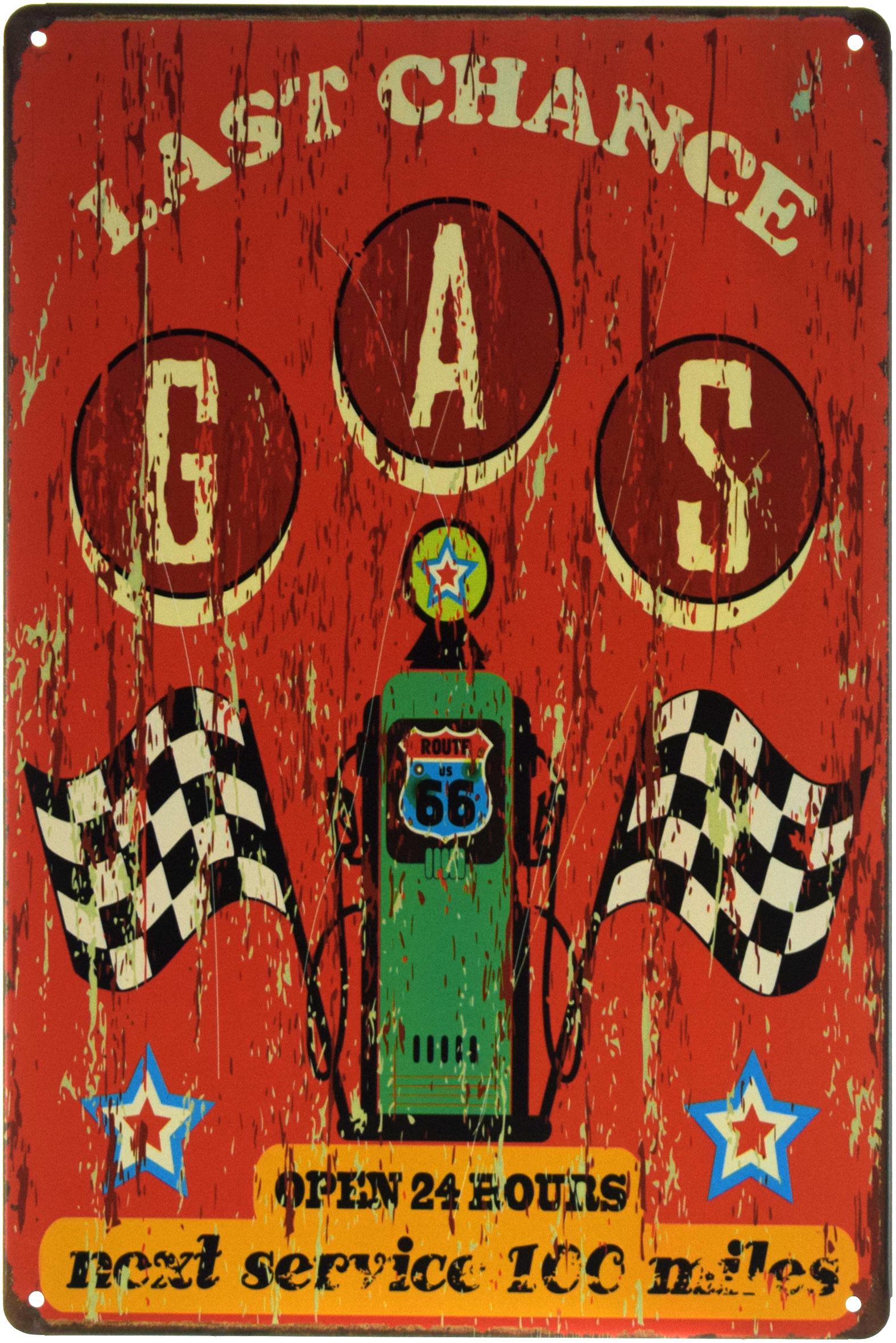 Табличка металлическая Texaco GAS Open 24 Hours 20x30 см