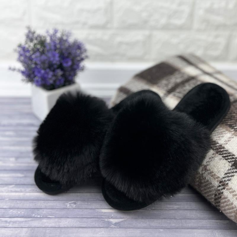 Домашні тапочки жіночі Е-006098-1 пухнасті 24,5-25 см p. 38-39 Чорний (86865494) - фото 2