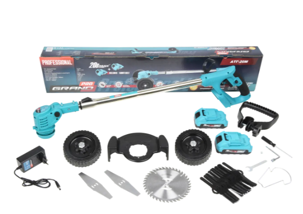 Коса акумуляторна Grand щіткова 20В 2 А/год 8000 об/хв з набором ножів