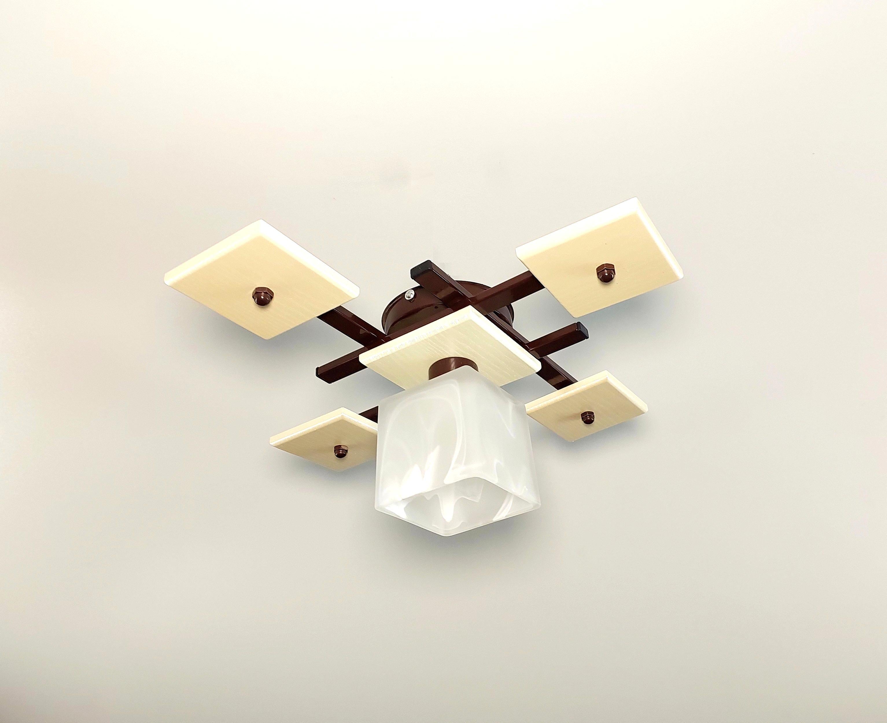 Люстра потолочная 2002/1 на 1 плафон металлическая Коричневый/Бежевый (21313834)