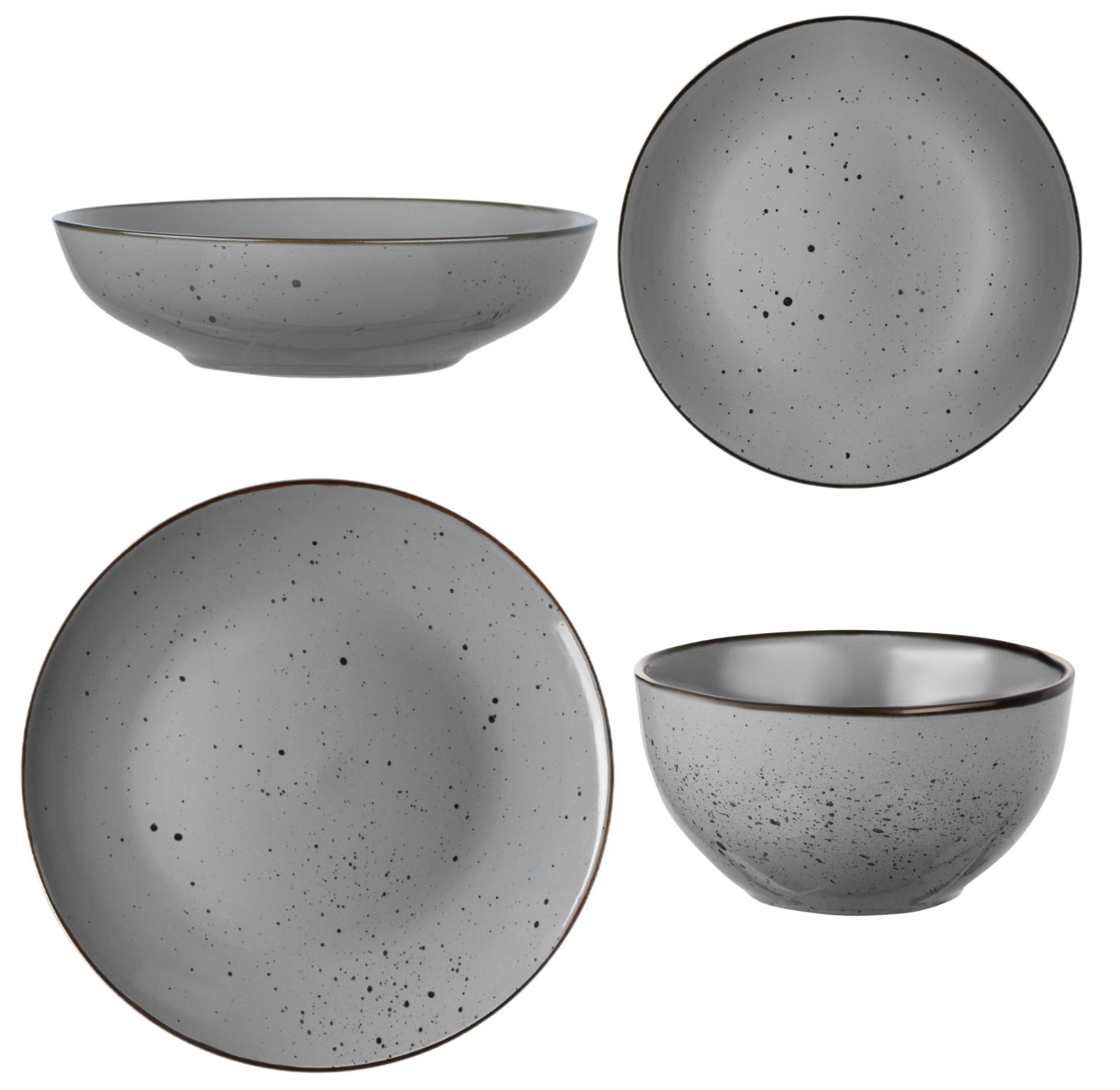 Сервиз столовой посуды Ardesto Bagheria 48 предметов 12 персон персон каменная керамика Серый