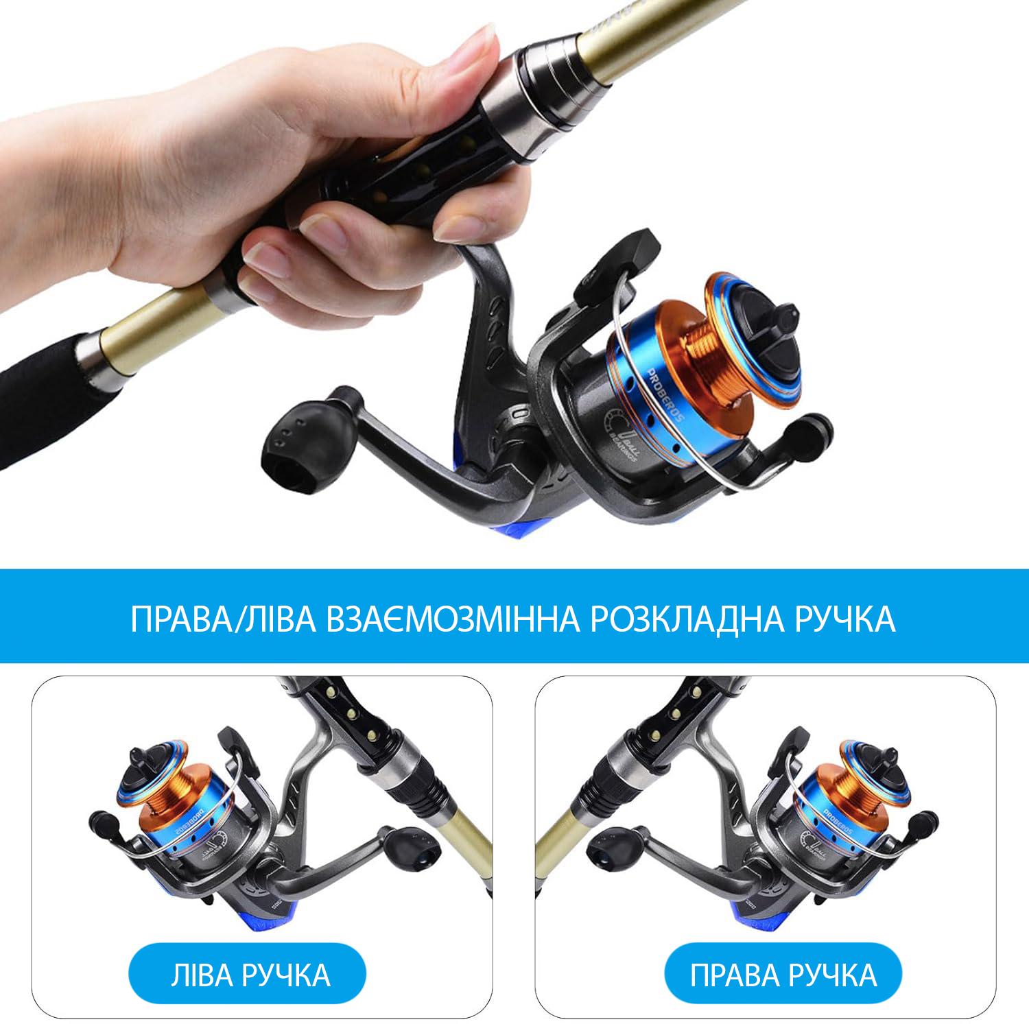 Набір для риболовлі PROBEROS з приманкою/гачками/сумкою/вудкою 2,4 м (25264772) - фото 2