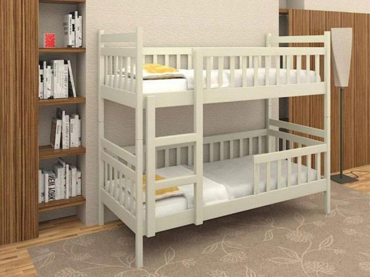 Кровать двухъярусное покрытие эмаль с бортиком ДрімКО Том и Джерри из массива бука 90х200 см Белый (29450)