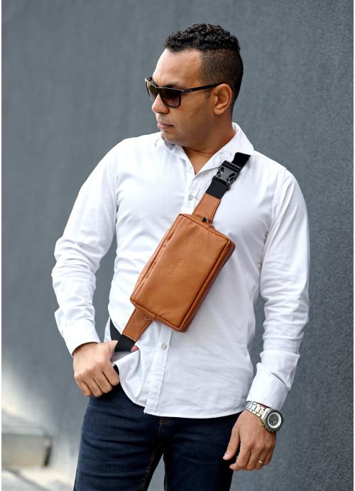 Поясная сумка мужская Sambag из натуральной кожи Коричневый (917024616)