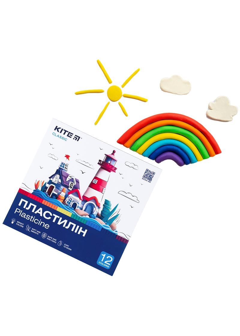 Пластилін KITE Classic 12 кольорів 240 г (K-1086) - фото 6 Пластилін KITE Classic 12 кольорів 240 г (K-1086) - фото 6