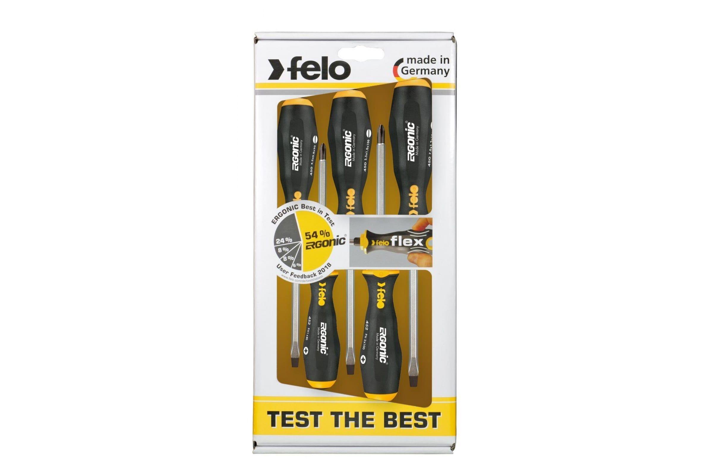 Ударные отвертки Felo Ergonic 4,5x90/5,5x100/7,0x130/PH1x80/PH2x10 CrMoV сталь 45095248 (11122) - фото 3