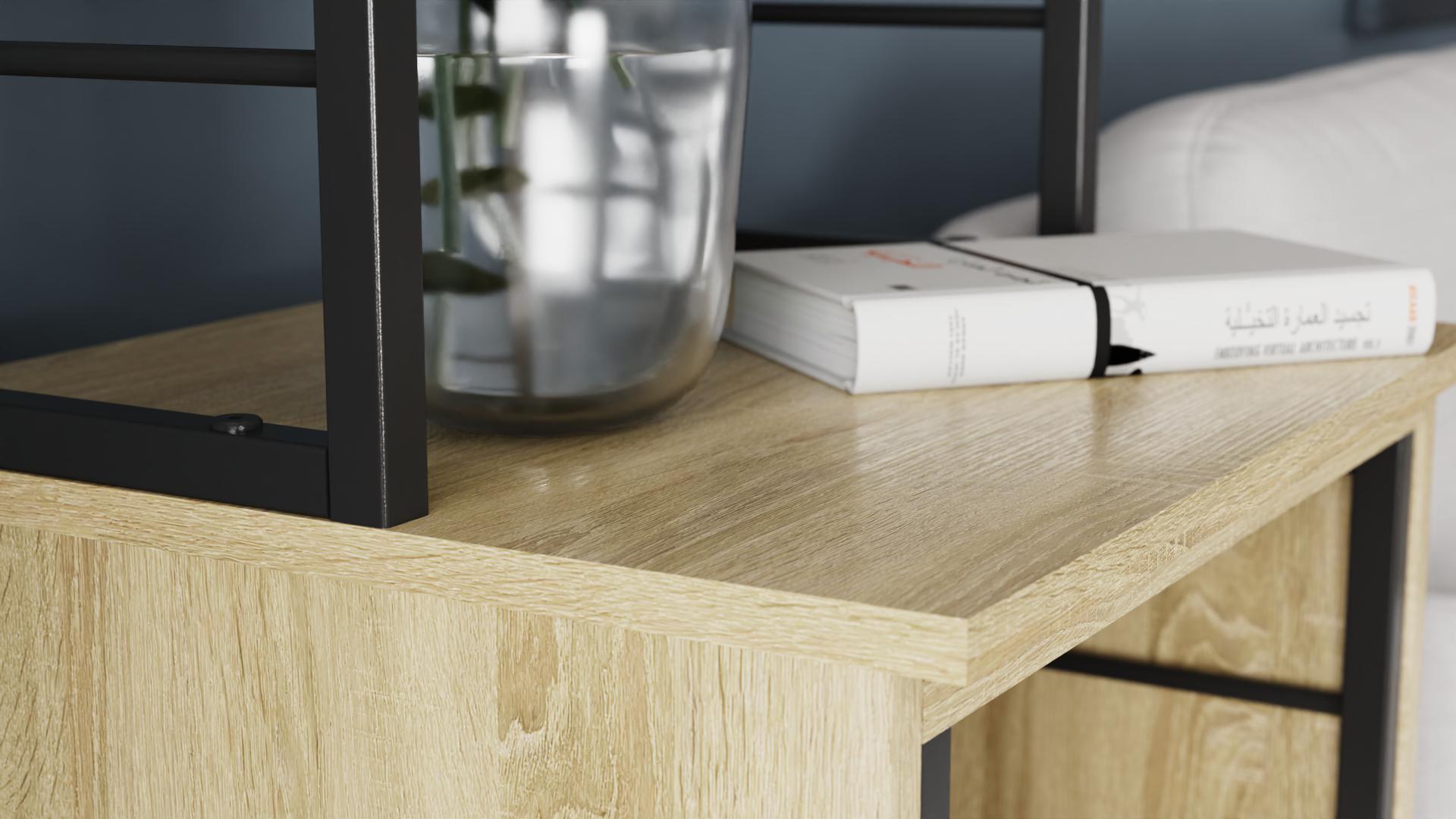 Стіл-тумба трансформер Ferrum-decor Смарт 3/2 з етажеркою метал/ДСП 16 мм 1430x1450x600 мм Чорний/Дуб Сонома (FRD-105119) - фото 6