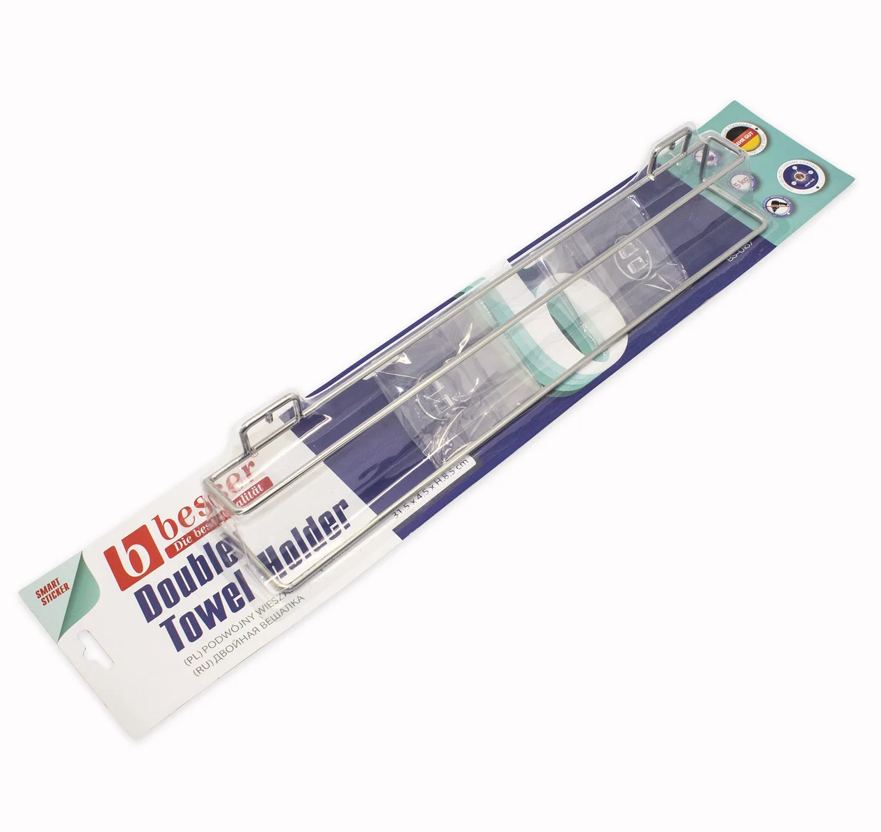 Тримач рушників хромований Besser з кріпленням Smart Sticker (MKM-0167) Тримач рушників хромований Besser з кріпленням Smart Sticker (MKM-0167)